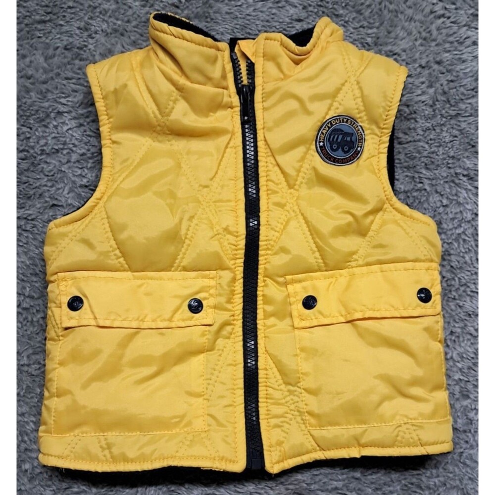 Little Rebels Vest Boys Sz 2T Toddler Full Zipper Insulated Trucks Pockets Warm